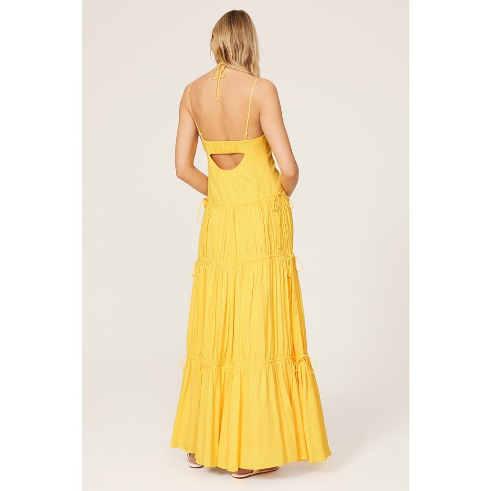 JONATHAN SIMKHAI Daffodil Lina Lightweight Crinkle Teardrop Cutout Maxi Dress L - Picture 5 of 16